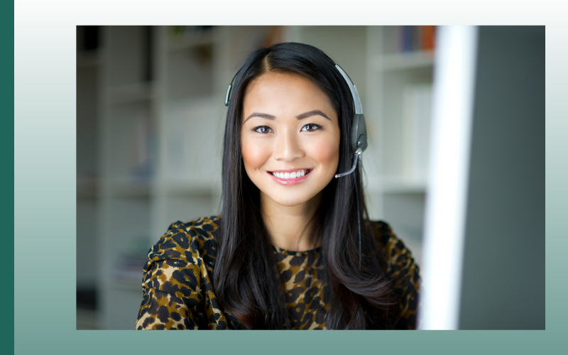 customer service representative talking on a headset 